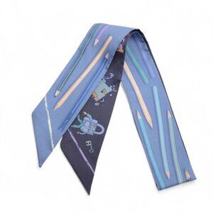 Hermès Twilly A Vos Crayons Silk Blue x Violet